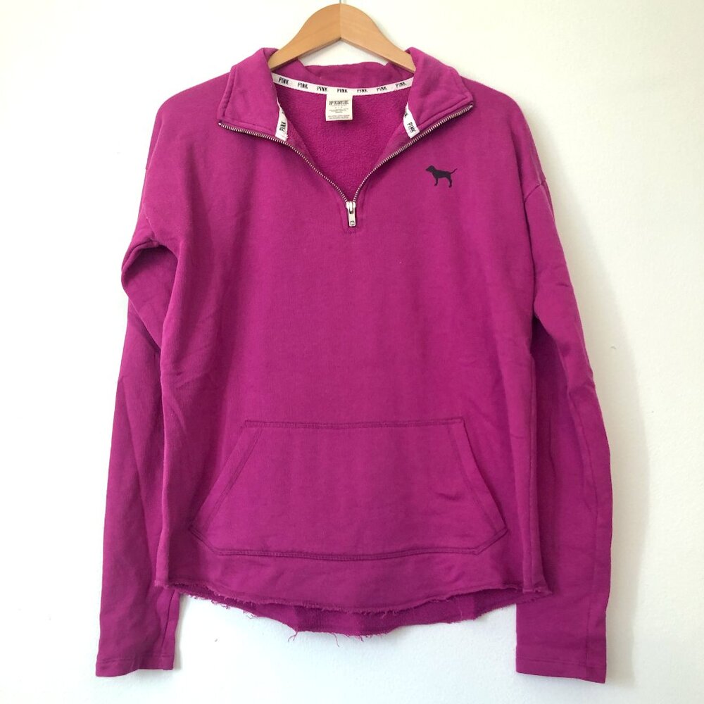 PINK VS VICTORIA'S SECRET Fuchsia Pink Purple 1/4 Zip Lightweight Pullover Small